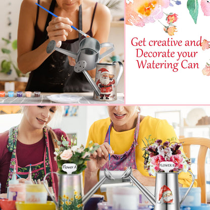 Reallnaive 6 Set Summer Crafts DIY Flower Gardening Kit Metal Succulent Pots Paintable Watering Can Planters Ready to Paint Plant Pot Unpainted Flower Pots Bulk for Classroom