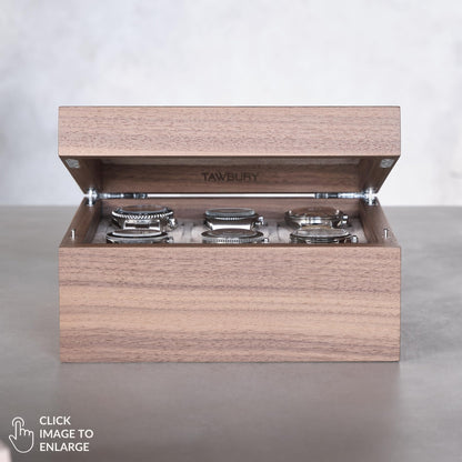 TAWBURY Luxury Wooden Watch Box for Men – Watch Organizer for Men | Watch Holder Organizer for Men | Mens Watch Case 6 Slot | Men Watch Box 6 Slot | Men Watch Storage Box | Small Watch Box Unisex