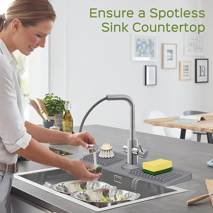 18 Inch Silicone Faucet Mat for Kitchen Sink Splash Guard – 2025 Upgraded
