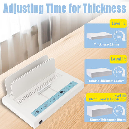 Thermal Binding Machine 500 Sheets Capacity Book Binding Material 110V Binding Machine A3(Short Edge)/A4/A5 Document Heat Binder with 10Pcs Covers (White)