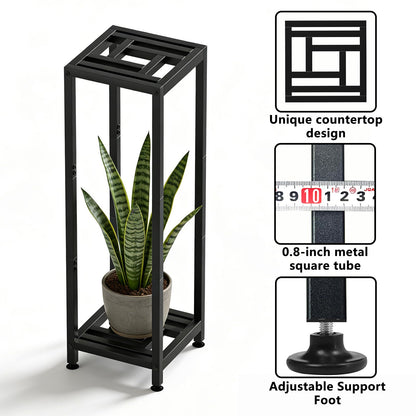 Umi.pzsy Metal Plant Stand, 2-Tier Indoor Outdoor Flower Pot Holder, 40*11.81*11.81 Inch, 230 lb Capacity, Adjustable Feet, Black (40*11.81*11.81 inches)