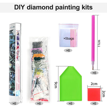 LEZHIJIA 6 Pack Leopard Print Disco Diamond Art Kits for Adults, Coquette Diamond Painting Kits for Beginner, Diamond Dots Full Drill Crafts for Gem Art Home Wall Decor for Teens Girls 5D DIY 12x16in