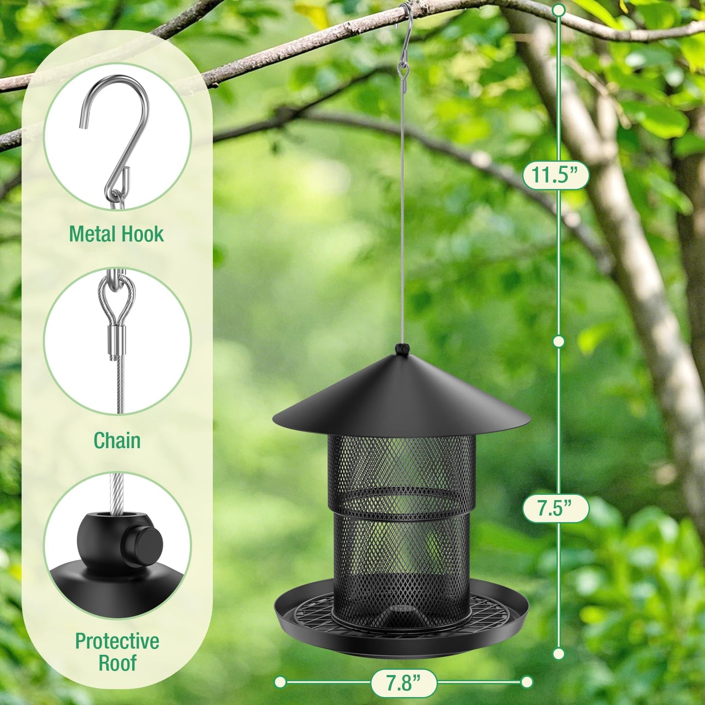 Bird Feeder for Outdoor Hanging, No Mess No Spill and Squirrel Proof Feeder