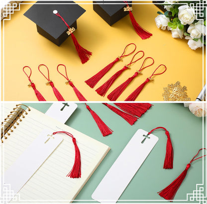 Cindeer 100 Pcs Mini Graduation Tassels with 100 Pcs 2026 Tassel Charms for Crafts Mini Silky Bookmark for Graduation Cap Keychain Ornaments DIY Craft Jewelry Making Project(Red)