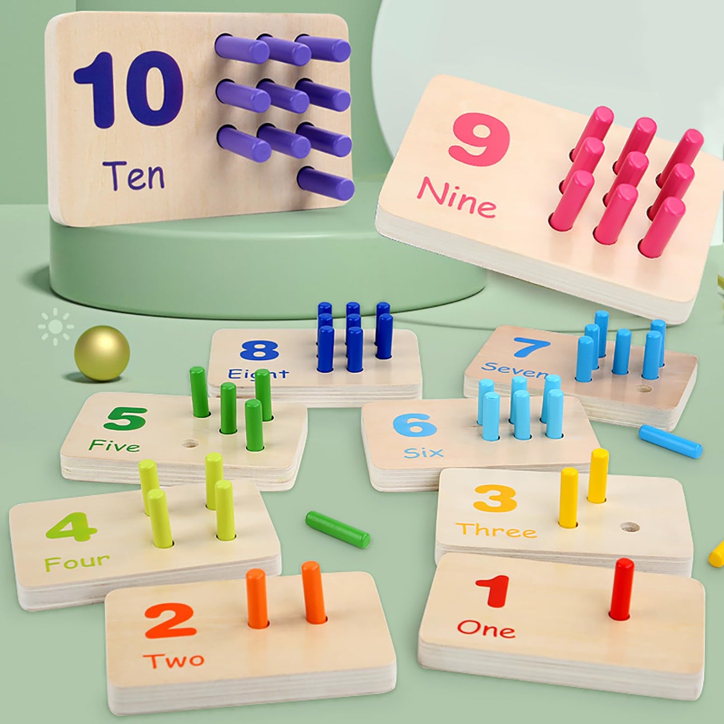 Gserin Wooden Counting Numbers Peg Board for Kids, Montessori Math Toy for Toddlers, Math Manipulatives Preschool Early Learning Educational Materials for Kids 3 4 5 6 7