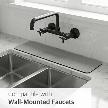 Customizable Faucet Mat for Kitchen Sink: 24" L x 4" W Grey Bathroom Counter