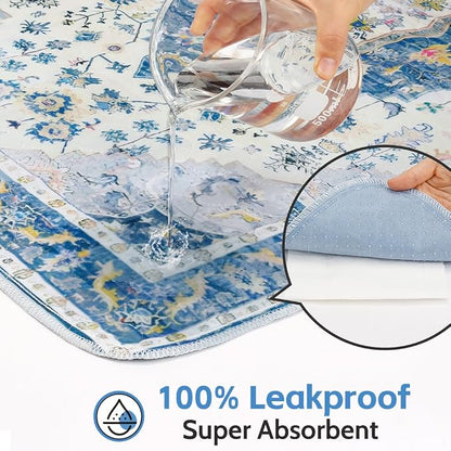 Washable Pee Pads for Dogs, 2 Pack Reusable Puppy Training Pads 24"x18" Super Absorbent Waterproof Dog Training Pads, Non-Slip Potty Pads, Whelping Pads Litter Mat Blue Medallion