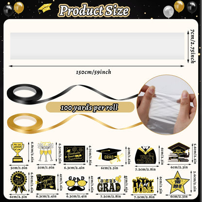 MARFOREVER 174 Pcs Graduation Candy Lei Making Kit, 24 Pcs Graduation Candy Lei Tubing 144 Grad Paper Cut 6 Rolls Ribbons for Congrats Grad Class of 2026 Party Supplies DIY Gifts Wreaths