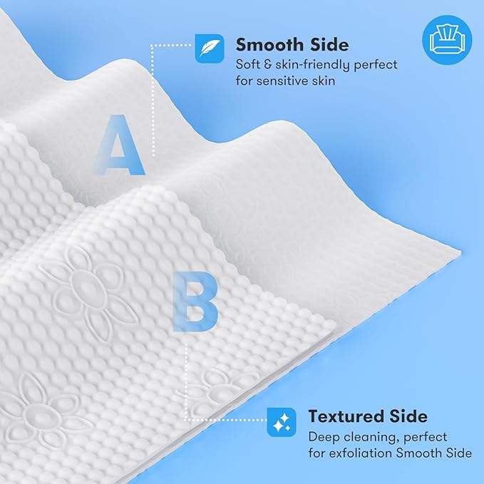 Disposable Face Towel, XL Unscented Facial Towelettes Soft Thick Absorbent