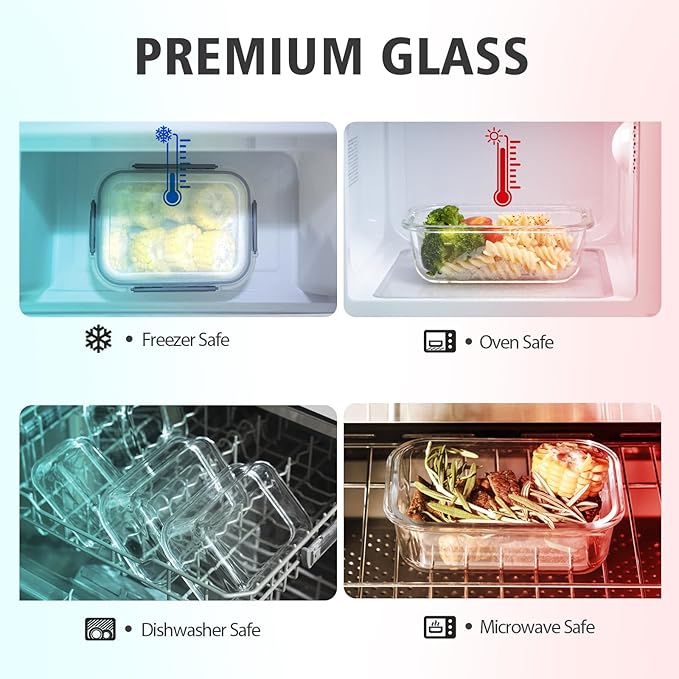 24 Pieces Glass Food Storage Containers