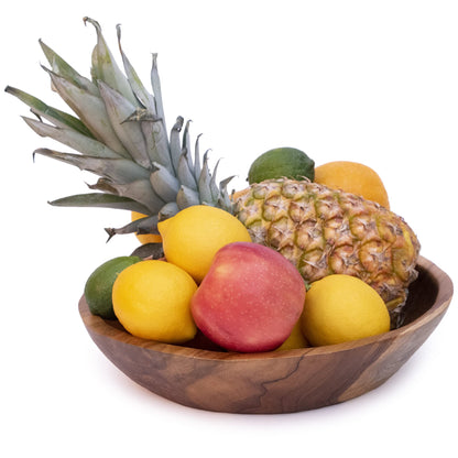 ANDALUCA Rustic Teak 11 inch Wood Hand Carved Organic Bowl (11"-12" Diameter)