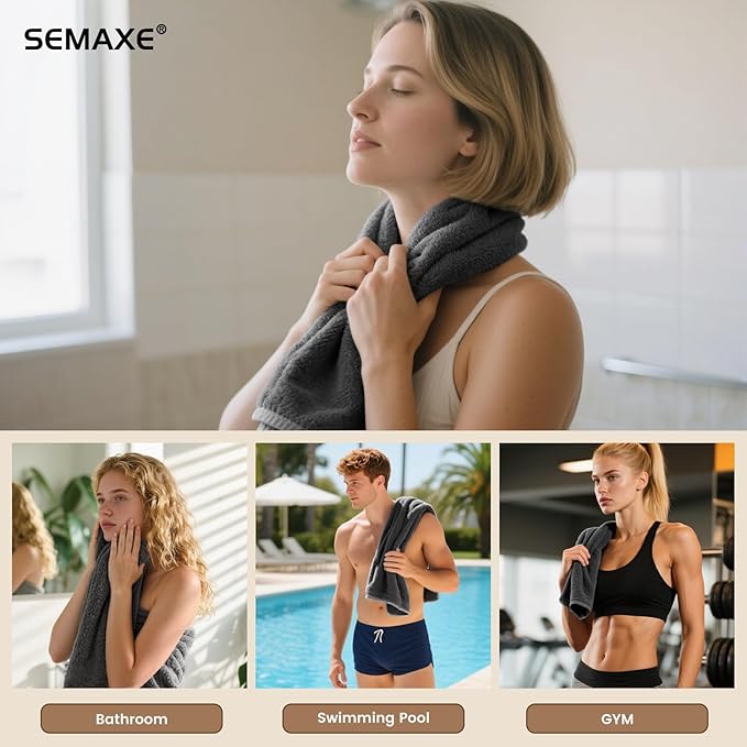 SEMAXE Gray Hand Towels for Bathroom, Quick-Drying, Easy Care