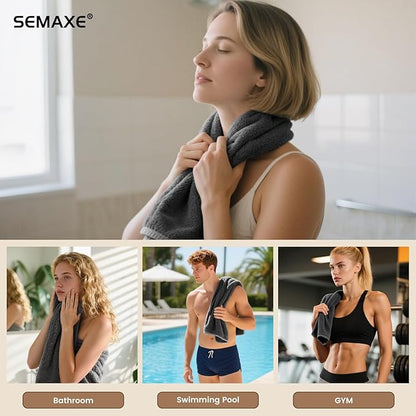 SEMAXE 6-Pack Gray Hand Towels