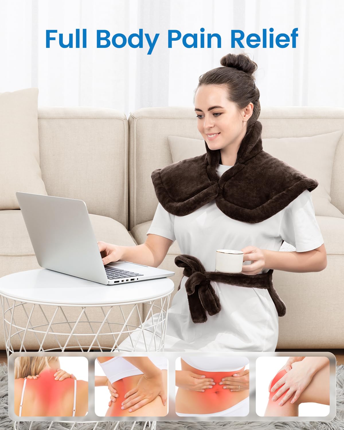 RENPHO Electric Heating Pad for Back Pain Relief, Birthday Christmas Gifts for Women Men Mom Dad Elderly, FSA Eligible Items Only List, Large Heat Pad for Neck Shoulders, 24"x33", ETL Certified, Gray