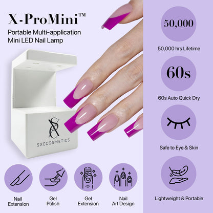 SXC Cosmetics French Tip Press On Nails - Skin Tone Nude and Color Series, Short Coffin X-Pro Tips Starter Kit ST119KIT