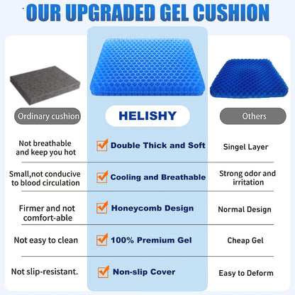 Gel Seat Cushion - Non-Slip Egg Seat Cushion Chair Pads - Office Chair Car Seat Cushion for Sciatica & Back Pain Relief - Coccyx Cushion for Home, Wheelchair, Computer, Desk Chair, Truck