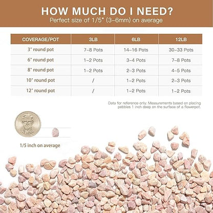 NUPICK 6 lbs Pebbles for Indoor Plants, 1/5 Inch Pea Gravel for Fish Tank, Decorative Rocks for Succulent, Natural River Stones for Vases, Cactus, Landscaping, Bird Bath, Aquarium, Peach