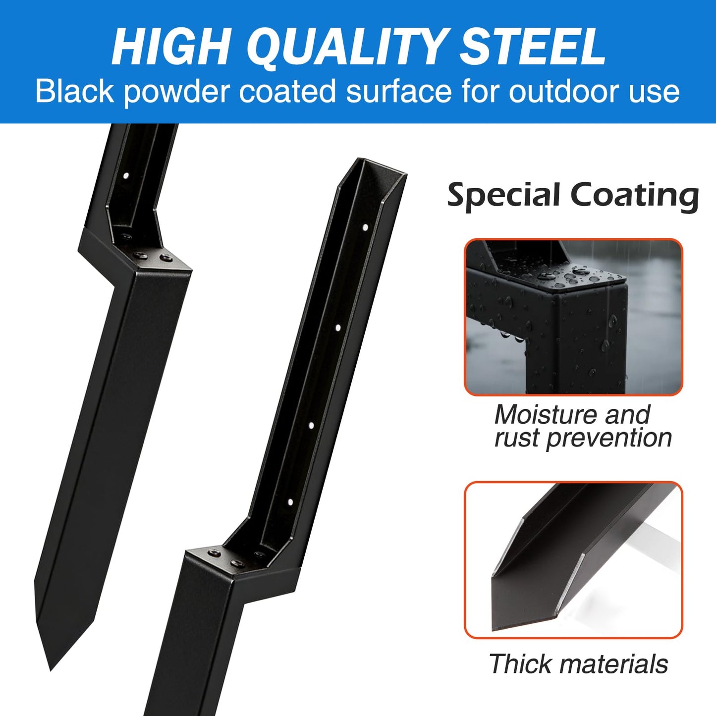 KQGY Heavy Duty Steel Fence Post Repair Bracket, Ground Spike Anchor for Fixing Leaning Broken Wooden Fence Posts, 31.5 Inch Height, Black (2)