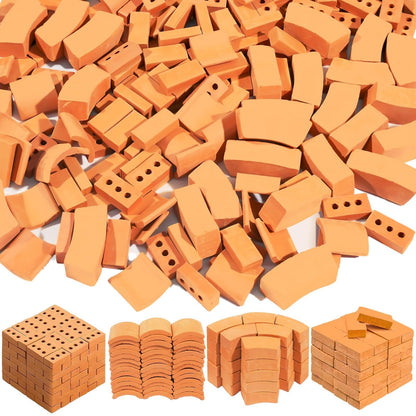 Warmtree 210 Pcs Mini Bricks for Landscaping Miniature Tiny Wall Bricks for Crafts Miniature House Kit Fairy Garden Accessories