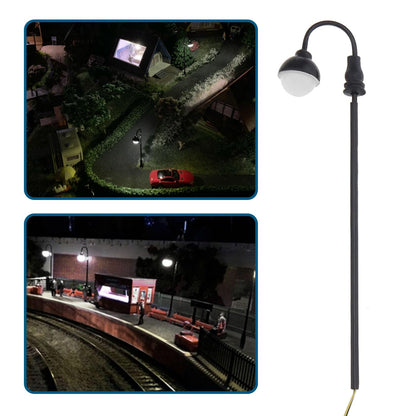 ECSiNG 10pcs 1:100 Railway Train Model Lamp Column LED Track Street Light 3V 77mm Compatible with HO Scale Compatible with OO Scale, Warm White Light