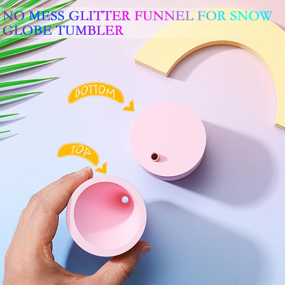 No Mess Glitter Funnel for Snow Globe Tumbler, Filling Funnel for Adding Glitter to Snowglobe Cups, Snow Globe Tumbler DIY Tool(Cups are Not Included)