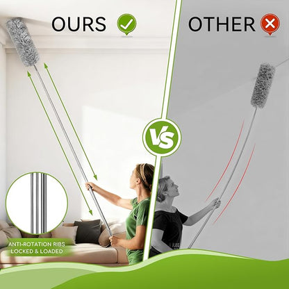 100-inch Duster with Extension Pole, 8-in-1 Cobweb Duster Kit Includes Chenille