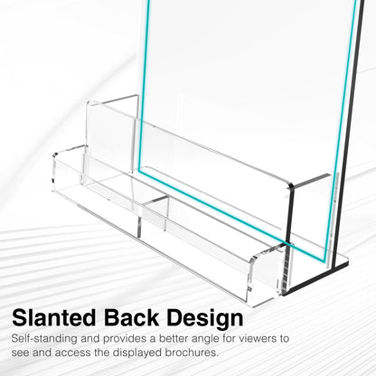 HLF-ho Brochure Holder 8.5x11 Inch Acrylic Literature Holders Clear Flyer Display Stand with Business Card Slot Pamphlet Holder Multi Purpose Organizer for Office, Lobby, Hotels, Trade Shows, 4 Pack