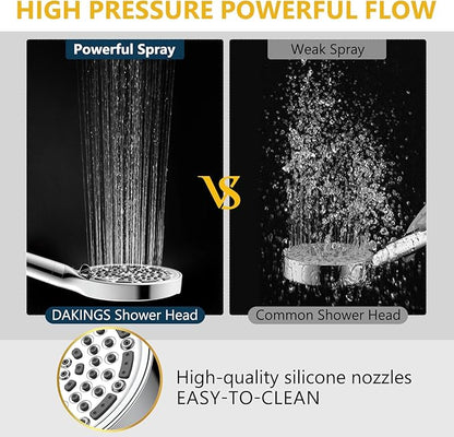6 Spray Modes Filtered Handheld Showerhead Set, Huge 6-Inch High Pressure Shower Head with Handheld Spray, Chrome Water Softener Shower Head for Hard Water, Built-in Power Wash to Clean Tub