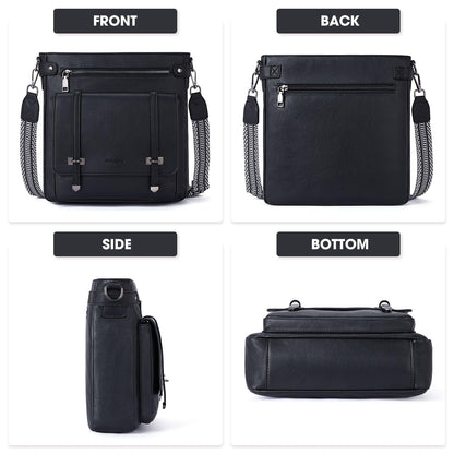 Roulens Crossbody Bags for Women,Multi Pocket Crossbody Purses Vegan Leather Shoulder Handbags Travel Purse Adjustable Strap