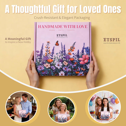 ETSPIL Embroidery Kit for Beginners, Easy Step-by-Step 4K Video Tutorials for Adults to Master 33 Core Stitches, Bound Guide & Magnetic Minder, Relaxing DIY Craft Hobby Gift for Women