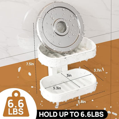 LEVERLOC Soap Dish Holder for Shower Double Layer Suction Cup Wall Mounted