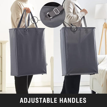 Slim Laundry Hamper with Adjustable Long Handles, 45L Small Laundry Baskets