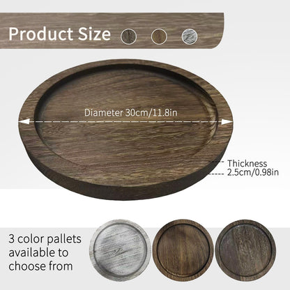 Ailhl Candle Plate Holder Tray: Round Wooden Decorative Candle Plate Small Farmhouse Table Centerpiece Rustic White Wood Tealight Pillar Trays for Home Decor (Distressed)