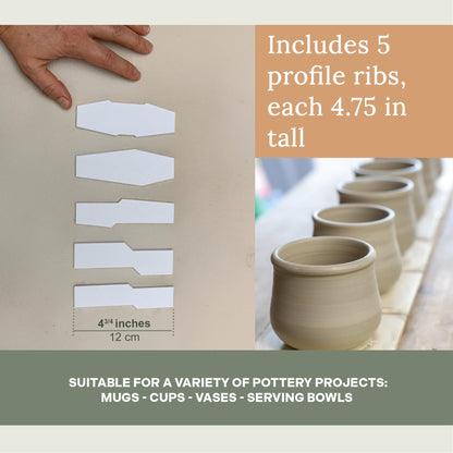 OUTPOST POTTERY Profile Ribs - Precision Pottery Rib Tools Made W/Durable PLA for Consistent Shapes, Floating Designs & Accurate Craft - Texture & Trimming Tools (Angular Bundle)