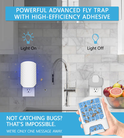 WowCatch Flying Insect Trap for Indoors, Bug Killer Light Trap for Fruit Flies, Gnats, Moths, and Houseflies, 1 Device + 4 Refills, Best Fly Traps for Home, Kitchen, Bedroom, Plant Area, Garages