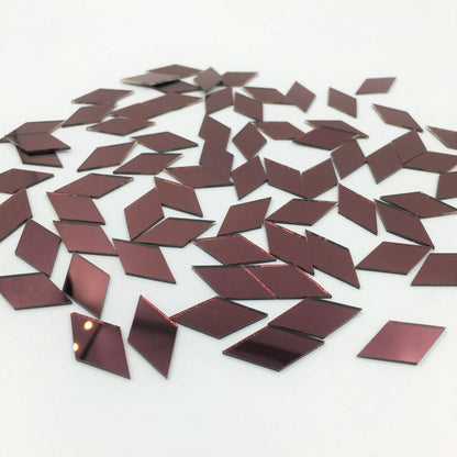 NUO RUI 200pcs 1" x 1/2" Diamond Shape Mirror Mosaic Tiles Purple Craft Mirrors