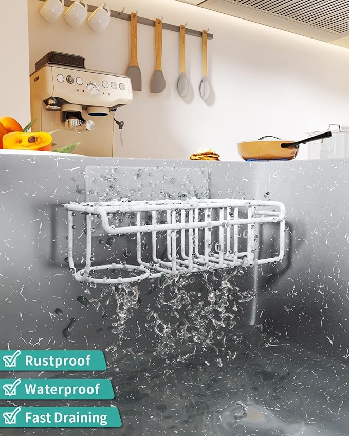 HapiRm Sponge Holder for Kitchen Sink, No Drill Kitchen Sink Caddy Organizer