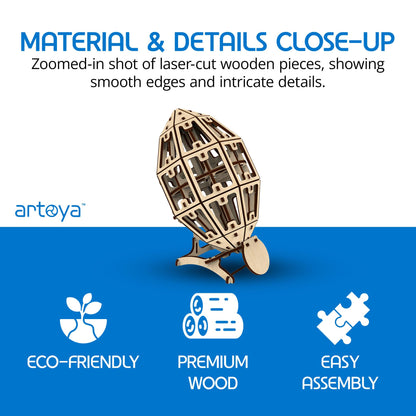 Artoya 3D Wooden Puzzle Football Ball - Model Kits, 3D Puzzles for Adults, DIY Kits for Adults, Wooden Models, Football Gift, Arts and Crafts, Building Set (Plain)