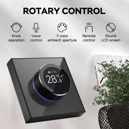 Tuya Smart Thermostat with Rotating Knob 1.32in TFT DisplayWiFi Enabled, Voice Control Compatible (Alexa/Google), Remote Temperature Control for Home HVAC Systems