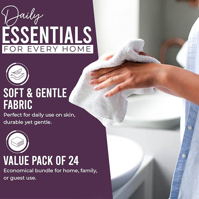 DAN RIVER 24 Pack Wash Cloths for Showering