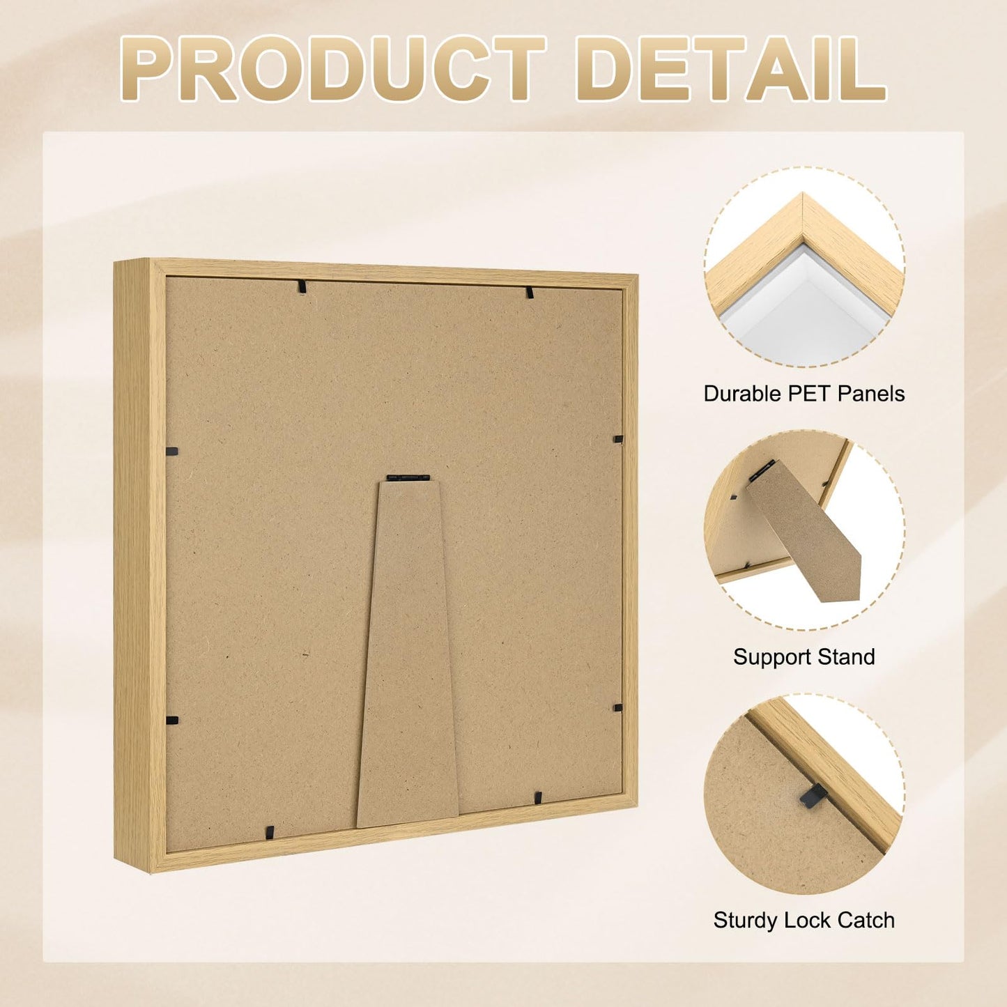 M METERXITY Shadow Box Frame (13 x 13 Inch, Natural) - Wooden Dried Flower Photo Frame, Memory Box Display Case with Felt Back, Apply to Flower/Tickets/Photos/Memorabilia DIY