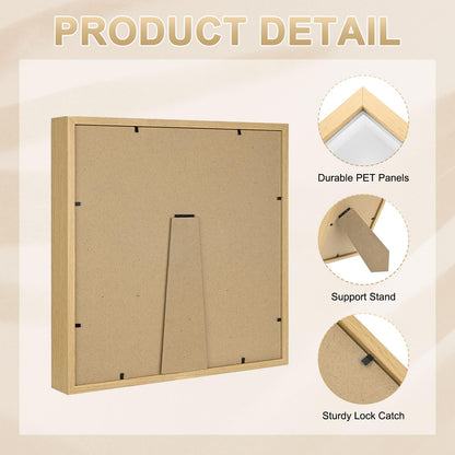 M METERXITY Shadow Box Frame (13 x 13 Inch, Natural) - Wooden Dried Flower Photo Frame, Memory Box Display Case with Felt Back, Apply to Flower/Tickets/Photos/Memorabilia DIY