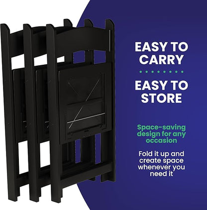 100 Black Resin Stackable Folding Chair - Comfortable Black Foldable Chair - Folding Chairs with Padded Seats - Indoor/Outdoor Folding Chairs for Events - Lightweight Foldable Chairs (100 Pack)
