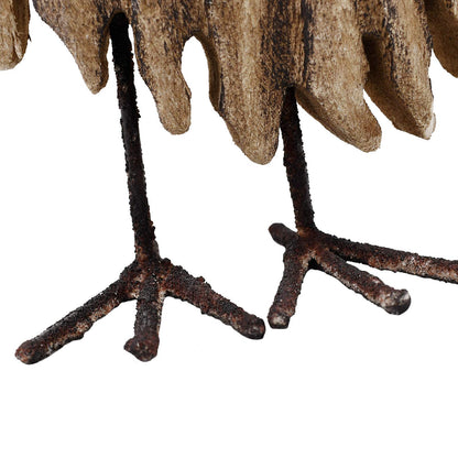 K KILIPES Rustic Owl Decorations - Metal & Wood Owl Figurines (8.5" H) for Home Tabletop Ornaments & Collectibles