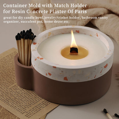 Wehous Large Candle Holder Silicone Resin Concrete Cement Mold, Unique Candle Vessels Jewelry Holder Round Container Jar Box Bowl for DIY Storage Craft Decor