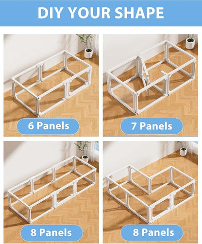 BUCATSTATE Acrylic Guinea Pig Cages for 2, 15.5 sq ft Guinea Pigs Playpen with Door, Clear Rabbit Playpen Indoor for Pigges, Hedgehogs, Quail, Chickens (47" L x 47" W x 16" H, 8 Panels)