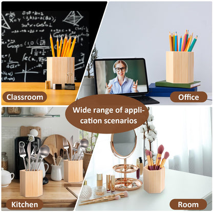 DoubleFill 12 Pack DIY Spring Wooden Pencil Holder Craft for Desk, Desktop Pencil Holder Stand, Unfinished Wooden Pen Craft for Homemade DIY Supplies(Hexagonal)