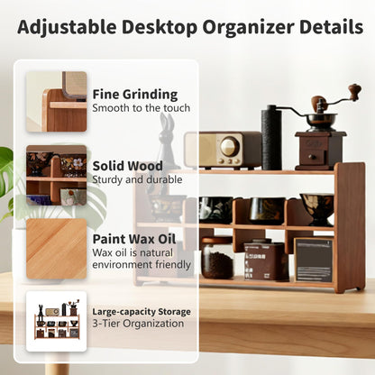 KAOTGOT Coffee Cup Holder for Countertop Walnut Wood Coffee Mugs Holder for Kitchen Mug Display Rack (3-Tier wood A)