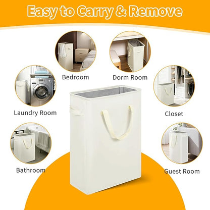 Slim Laundry Hamper, 48L Ultra Thin Collapsible Laundry Basket