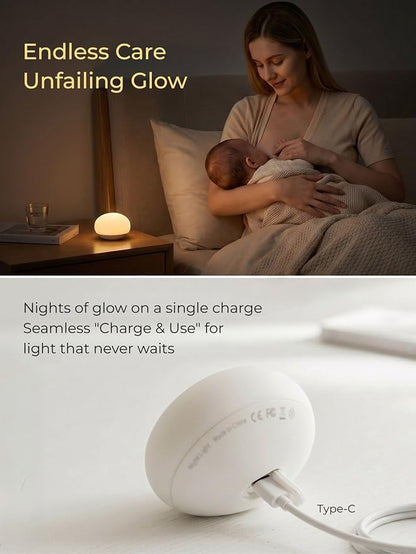 EASZZZ Flip Baby Night Light, Nursery Egg Light | Portable | Newborn Safe, Soft Glow, Dimmable Silicone Touch Lamp for Diaper Changing/Feeding/Travel | Baby Shower Registry Gift